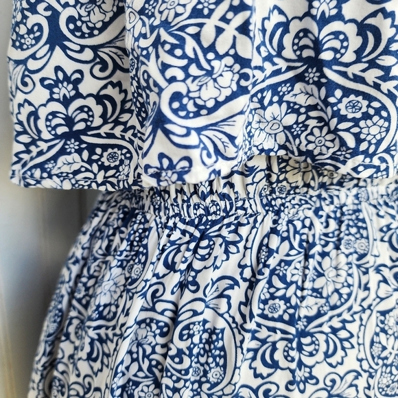 Yidarton Women Blue White Strapless Floral Off The Shoulder Maxi Dress Size L - Picture 4 of 13